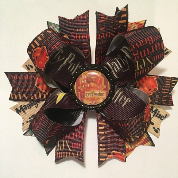 handmade Accessories - Harry potter Gryffindor stacked hair bow